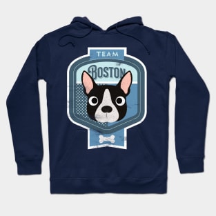 Team Boston - Distressed Boston Terrier Beer Label Design Hoodie